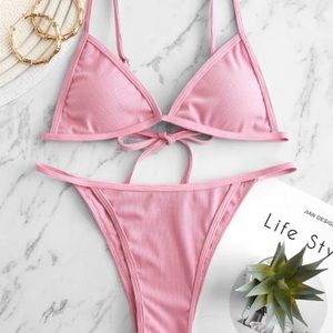 ZAFUL ribbed bikini, “PIG PINK”